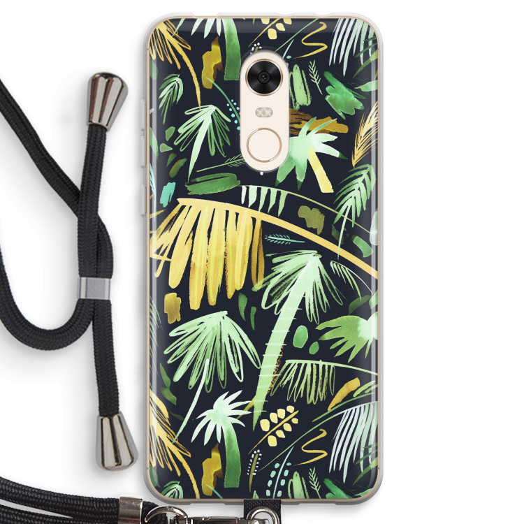 Tropical Palms Dark: Xiaomi Redmi 5 Transparant Hoesje met koord