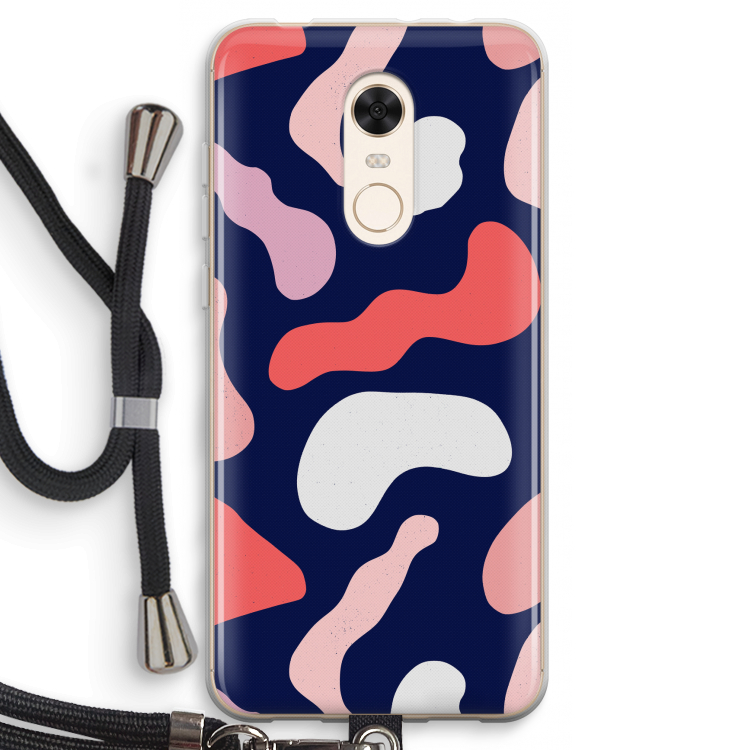 Memphis Shapes Pink: Xiaomi Redmi 5 Transparant Hoesje met koord