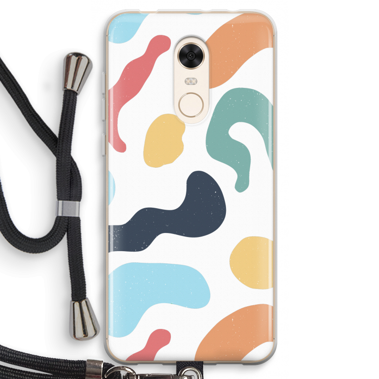 Memphis Shapes Blue: Xiaomi Redmi 5 Transparant Hoesje met koord