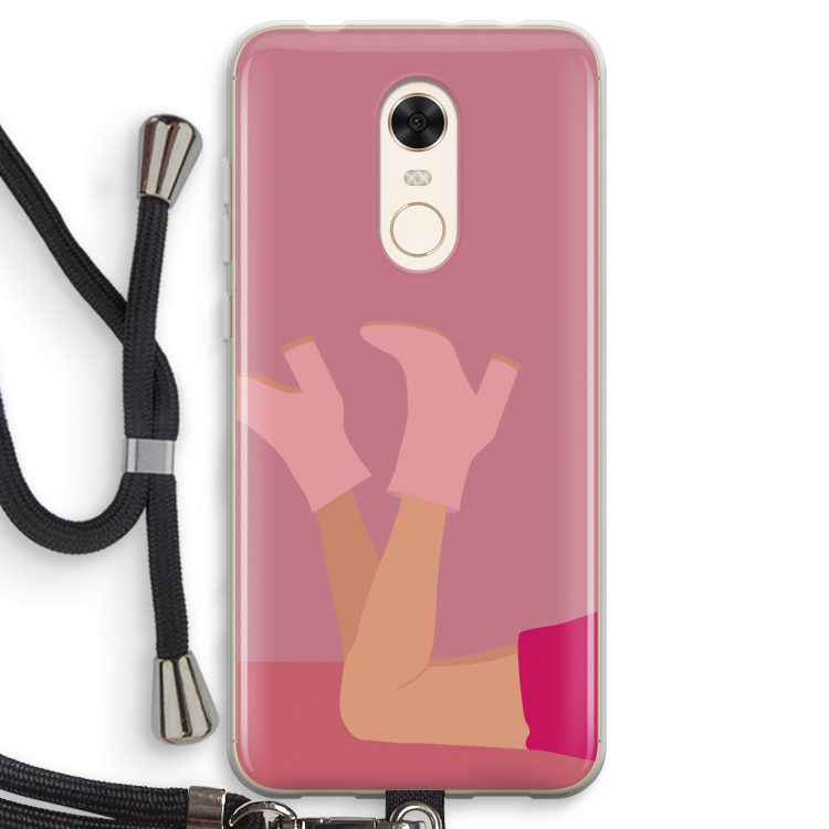 Pink boots: Xiaomi Redmi 5 Transparant Hoesje met koord