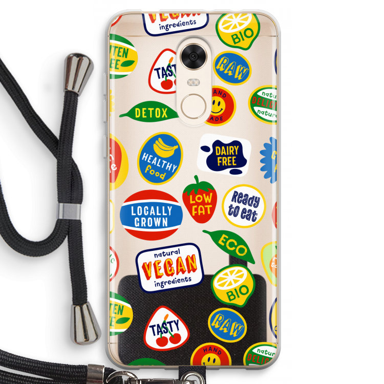 Fruitsticker: Xiaomi Redmi 5 Transparant Hoesje met koord