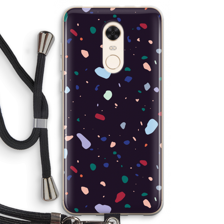 Dark Rounded Terrazzo: Xiaomi Redmi 5 Transparant Hoesje met koord