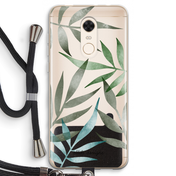 Tropical watercolor leaves: Xiaomi Redmi 5 Transparant Hoesje met koord