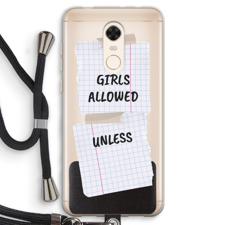 No Girls Allowed Unless: Xiaomi Redmi 5 Transparant Hoesje met koord