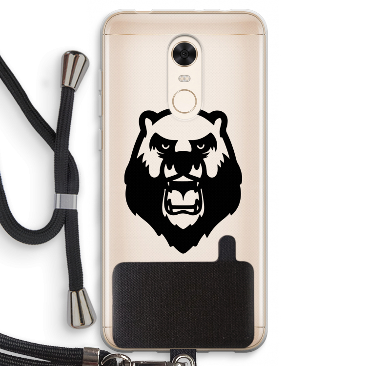 Angry Bear (black): Xiaomi Redmi 5 Transparant Hoesje met koord