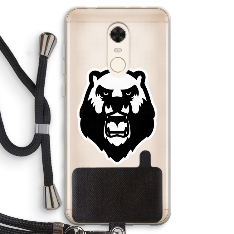 Angry Bear (white): Xiaomi Redmi 5 Transparant Hoesje met koord