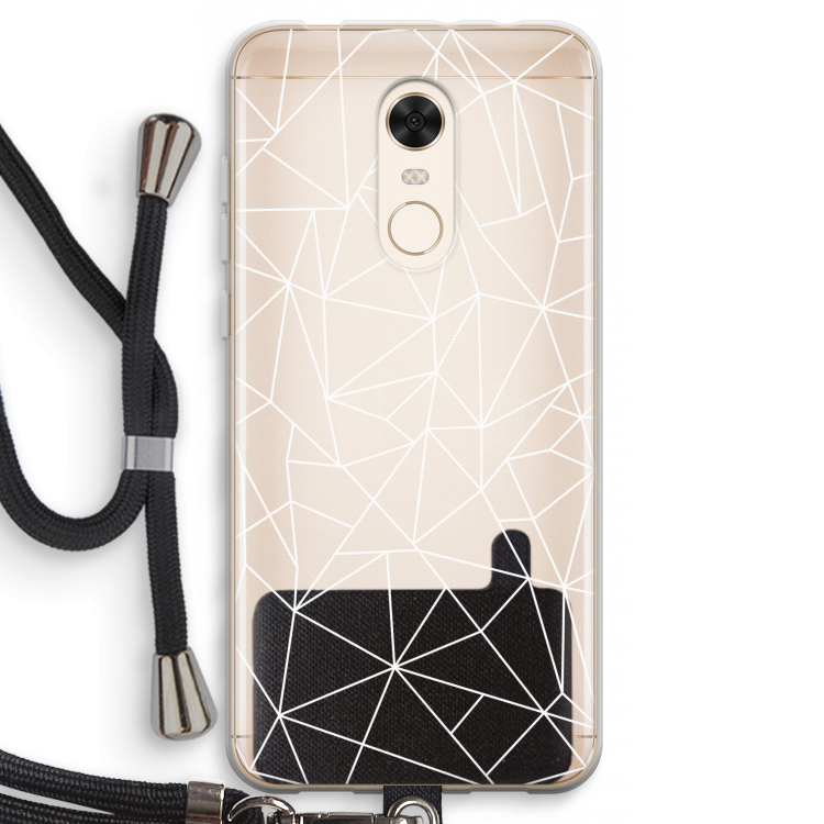 Geometrische lijnen wit: Xiaomi Redmi 5 Transparant Hoesje met koord