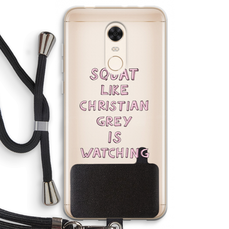 Christian Grey: Xiaomi Redmi 5 Transparant Hoesje met koord
