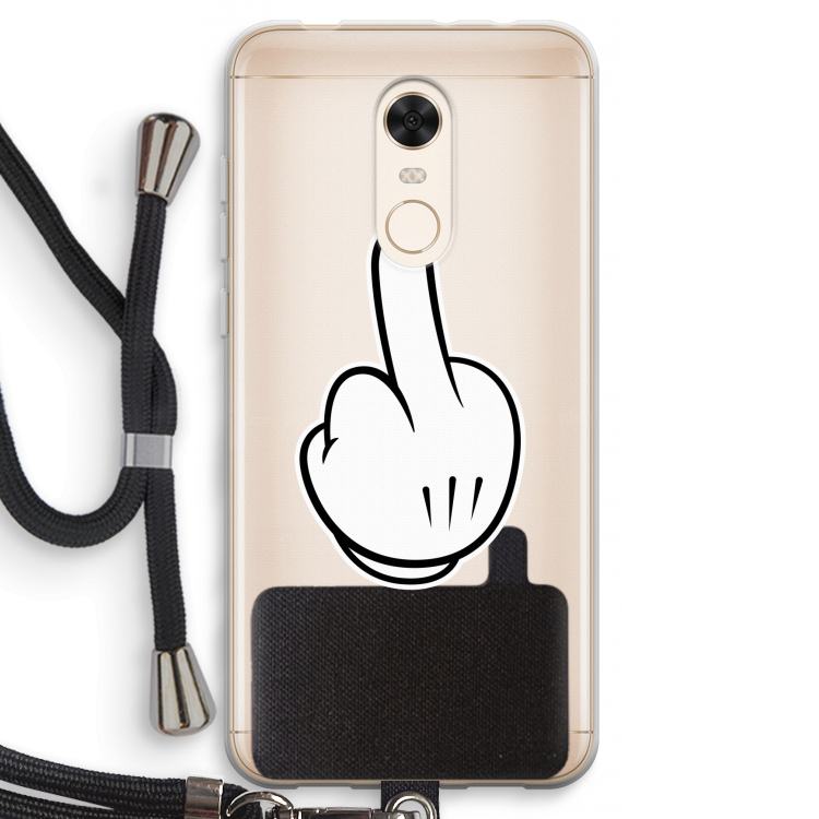 Middle finger white: Xiaomi Redmi 5 Transparant Hoesje met koord