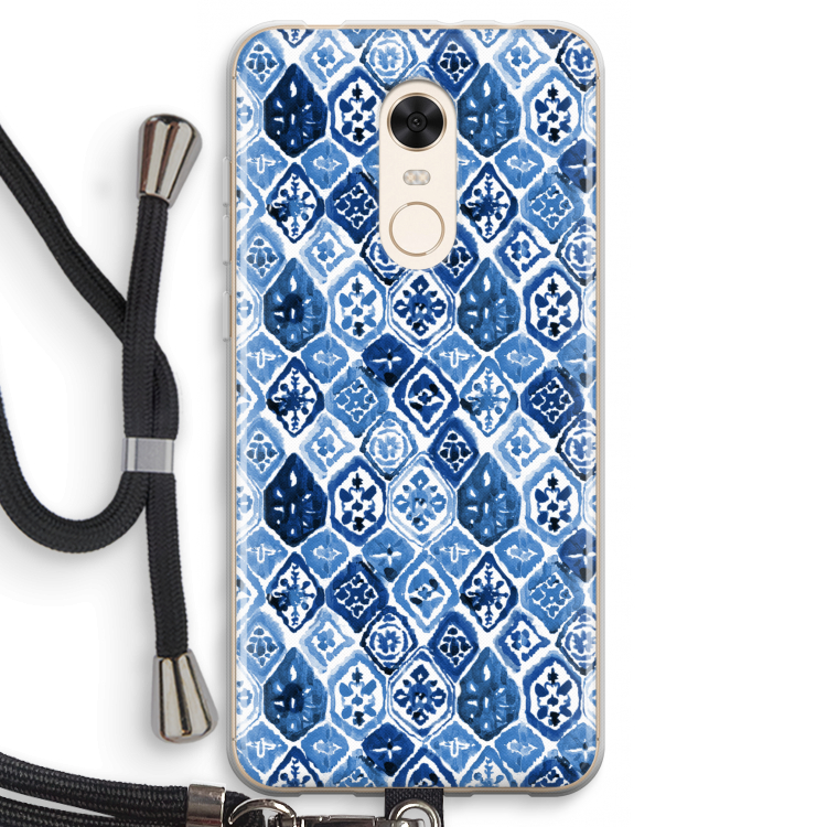 Blauw motief: Xiaomi Redmi 5 Transparant Hoesje met koord