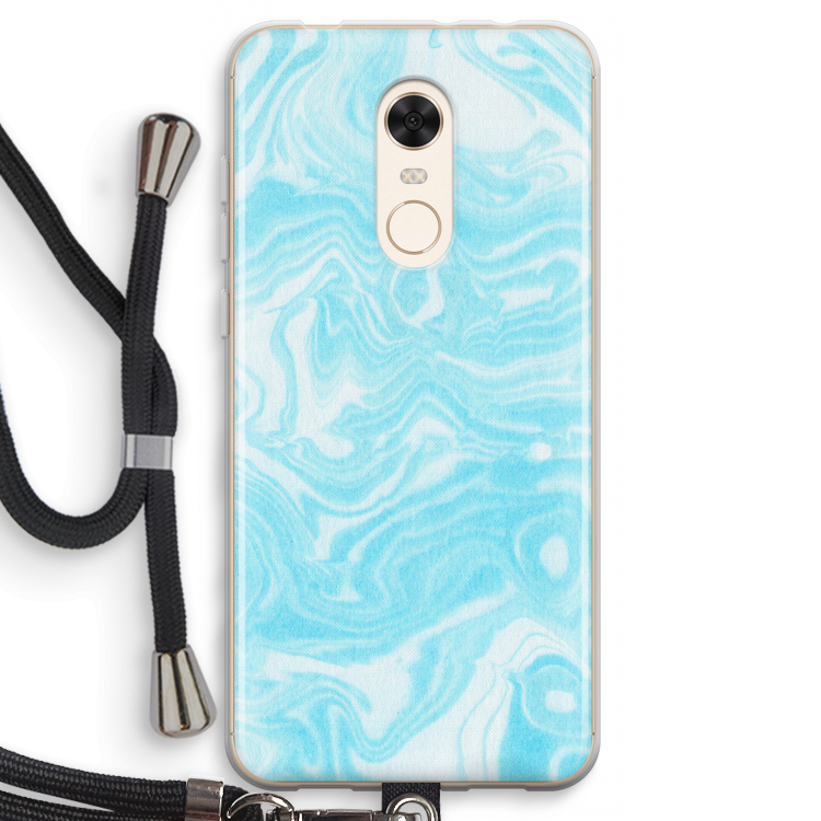Waterverf blauw: Xiaomi Redmi 5 Transparant Hoesje met koord