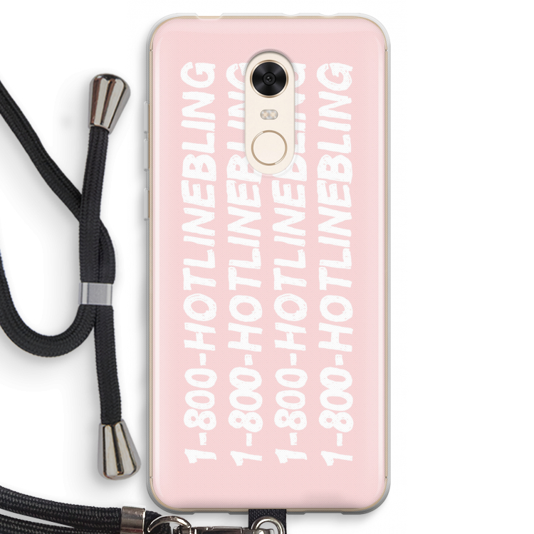 Hotline bling pink: Xiaomi Redmi 5 Transparant Hoesje met koord