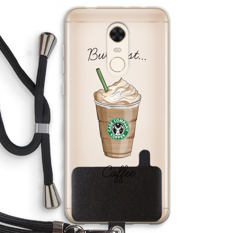 But first coffee: Xiaomi Redmi 5 Transparant Hoesje met koord
