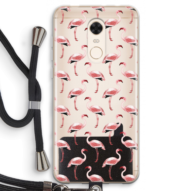 Flamingoprint groen: Xiaomi Redmi 5 Transparant Hoesje met koord
