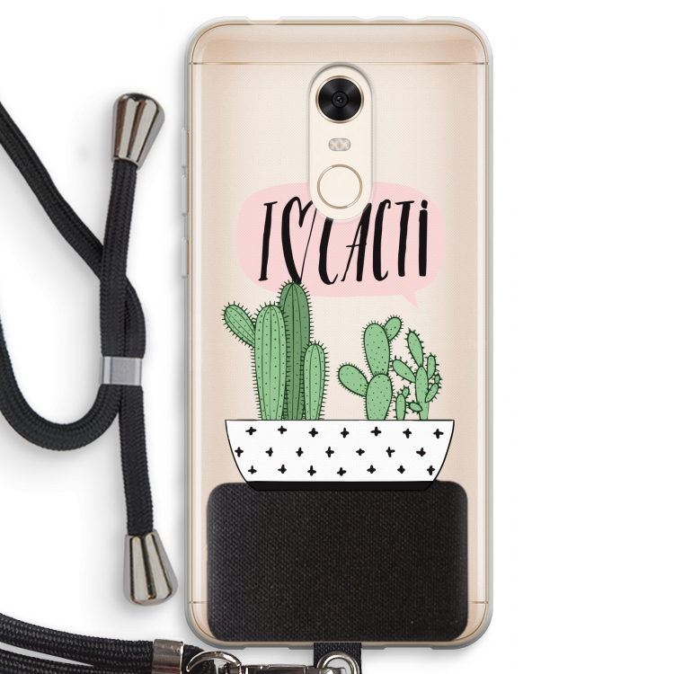 I love cacti: Xiaomi Redmi 5 Transparant Hoesje met koord