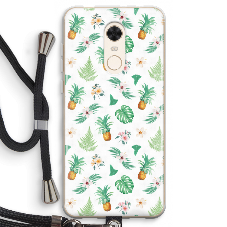 Ananas bladeren: Xiaomi Redmi 5 Transparant Hoesje met koord