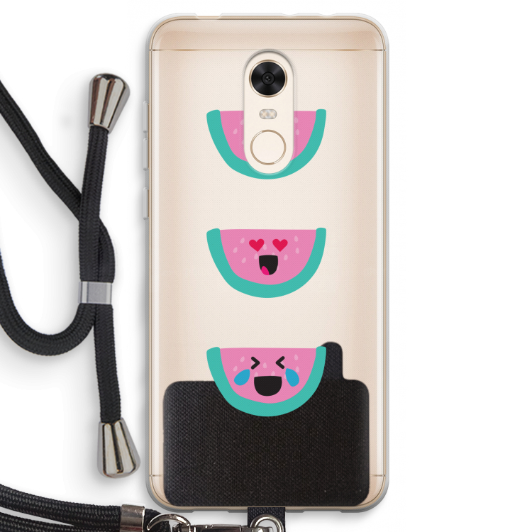 Smiley watermeloen: Xiaomi Redmi 5 Transparant Hoesje met koord