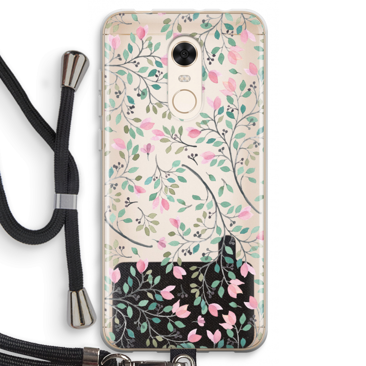 Sierlijke bloemen: Xiaomi Redmi 5 Transparant Hoesje met koord