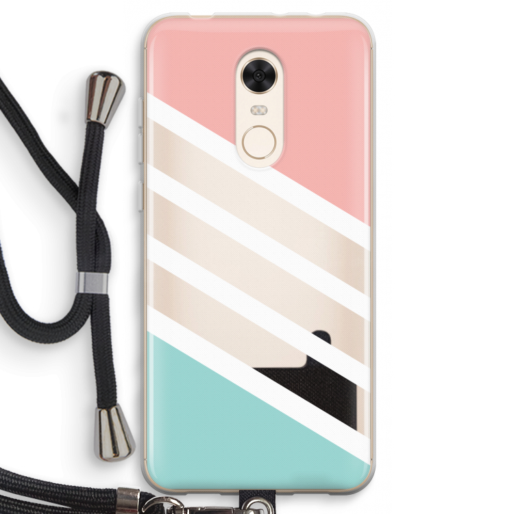 Strepen pastel: Xiaomi Redmi 5 Transparant Hoesje met koord