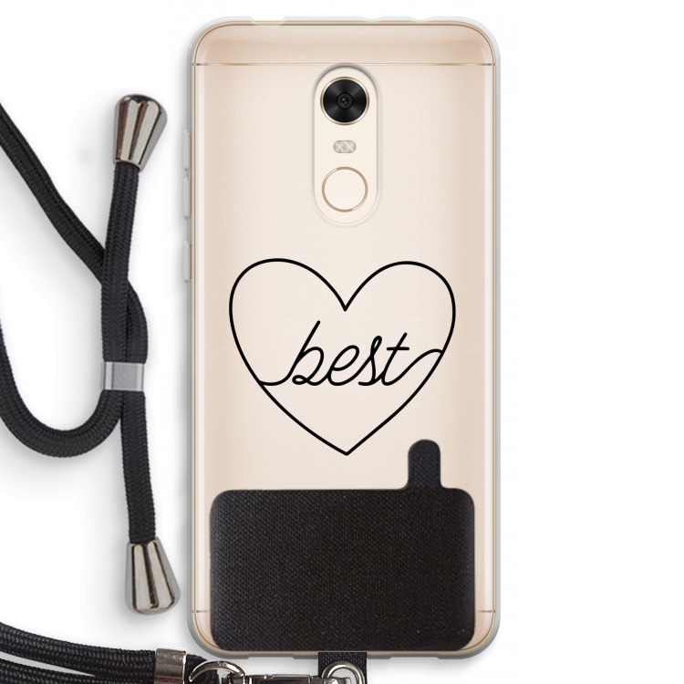 Best heart black: Xiaomi Redmi 5 Transparant Hoesje met koord