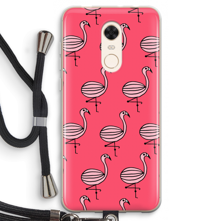 Flamingo: Xiaomi Redmi 5 Transparant Hoesje met koord