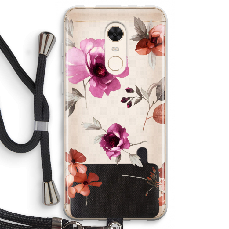 Geschilderde bloemen: Xiaomi Redmi 5 Transparant Hoesje met koord