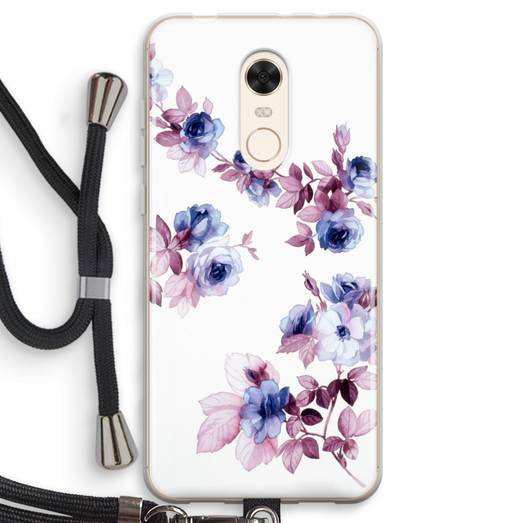Waterverf bloemen: Xiaomi Redmi 5 Transparant Hoesje met koord