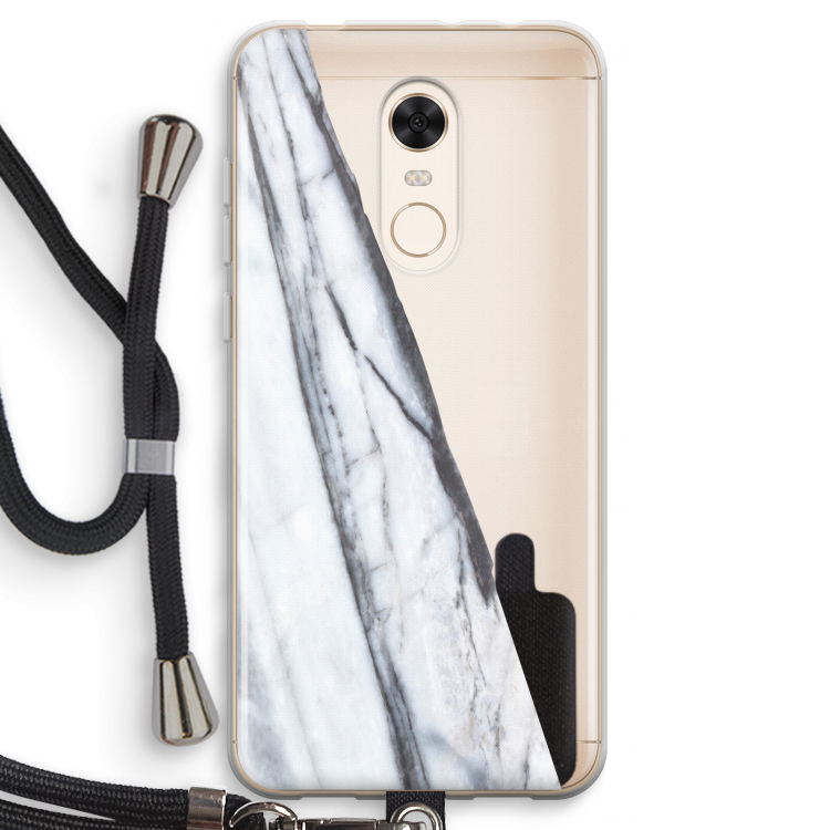 Gestreepte marmer: Xiaomi Redmi 5 Transparant Hoesje met koord