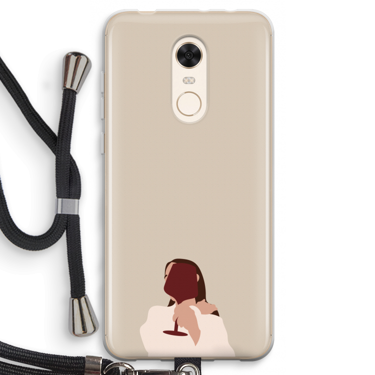 I drink wine: Xiaomi Redmi 5 Transparant Hoesje met koord