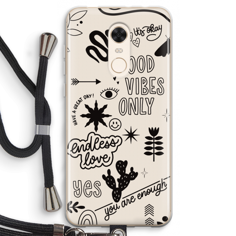 Good vibes: Xiaomi Redmi 5 Transparant Hoesje met koord