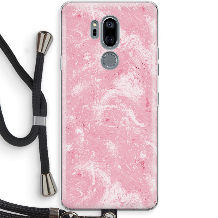 Abstract Painting Pink: LG G7 Thinq Transparant Hoesje met koord