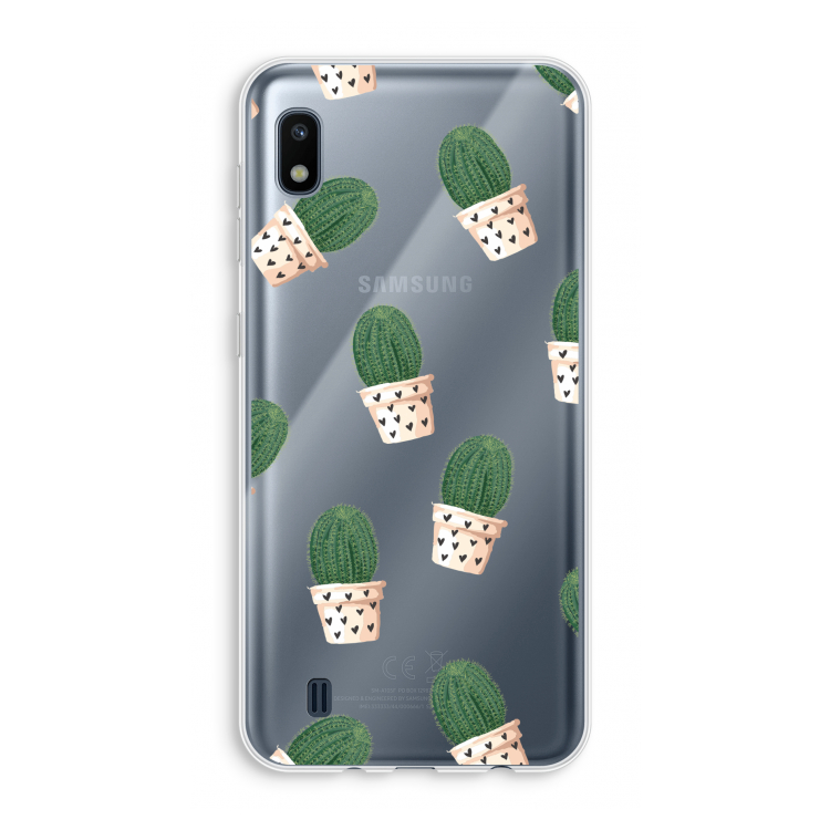 Cactusprint roze: Samsung Galaxy A10 Transparant Hoesje