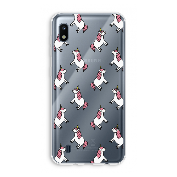 Eenhoorns overal: Samsung Galaxy A10 Transparant Hoesje