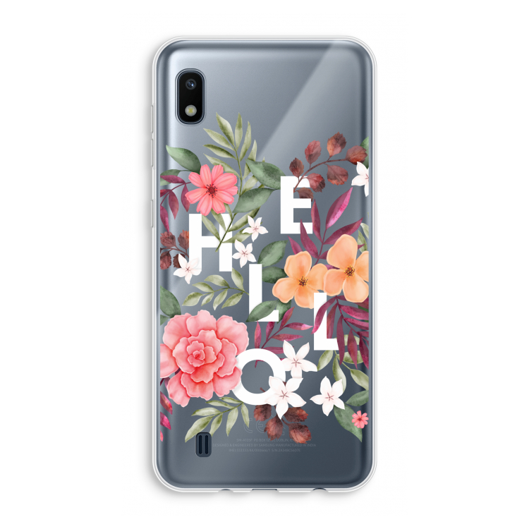 Hello in flowers: Samsung Galaxy A10 Transparant Hoesje