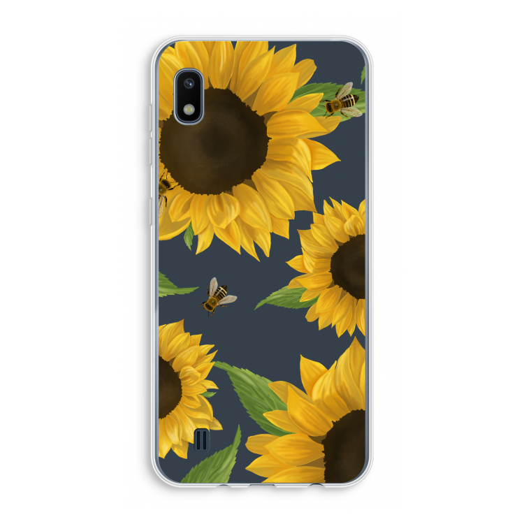 Sunflower and bees: Samsung Galaxy A10 Transparant Hoesje