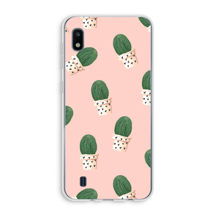 Cactusprint roze: Samsung Galaxy A10 Transparant Hoesje