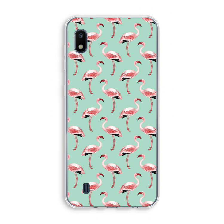 Flamingoprint groen: Samsung Galaxy A10 Transparant Hoesje