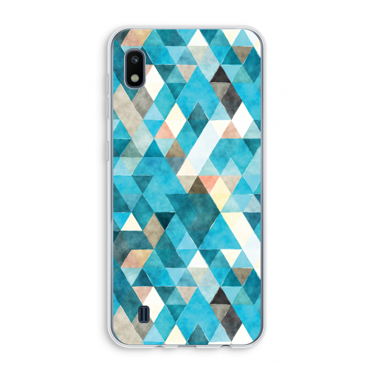 Gekleurde driehoekjes blauw: Samsung Galaxy A10 Transparant Hoesje