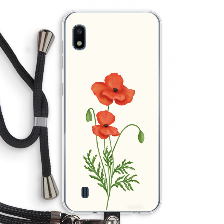 Red poppy: Samsung Galaxy A10 Transparant Hoesje met koord