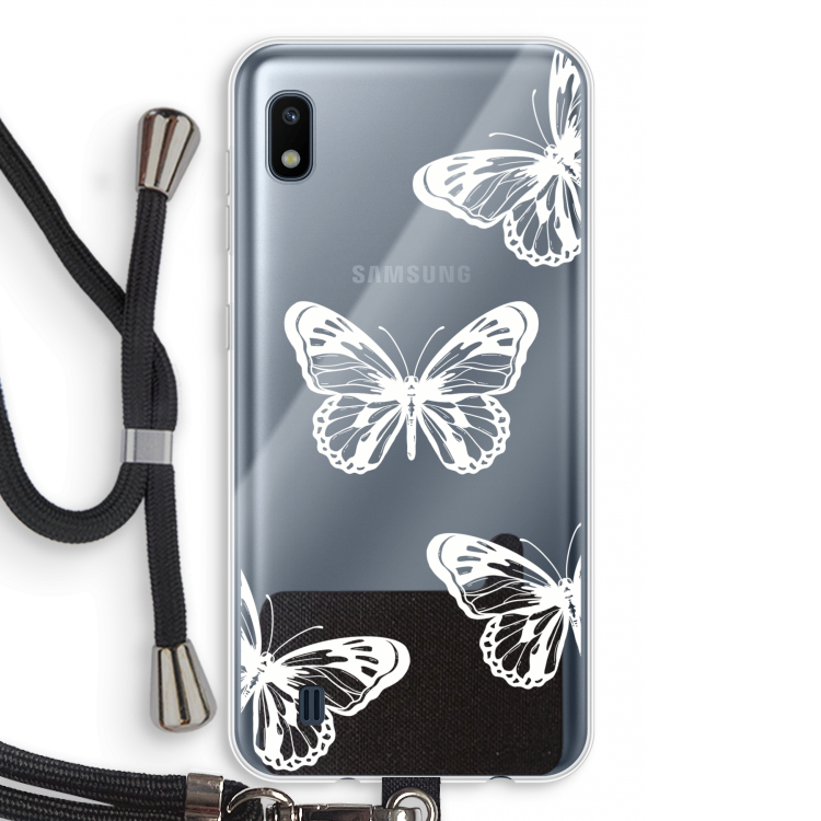 White butterfly: Samsung Galaxy A10 Transparant Hoesje met koord