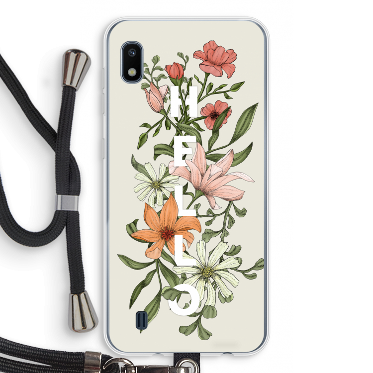 Hello bloemen: Samsung Galaxy A10 Transparant Hoesje met koord