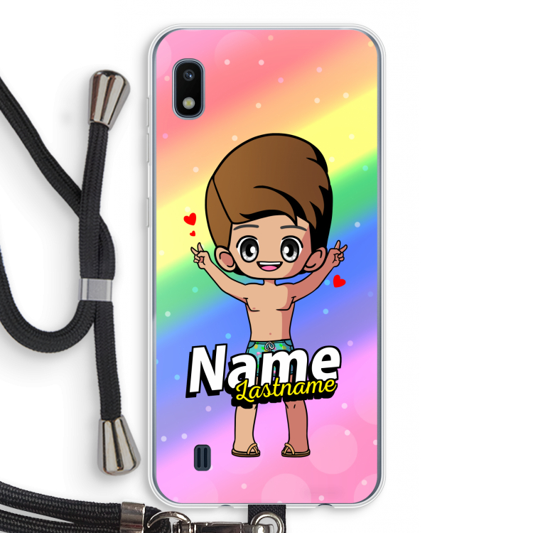 Chibi Maker man: Samsung Galaxy A10 Transparant Hoesje met koord