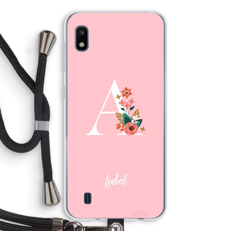 Pink Bouquet: Samsung Galaxy A10 Transparant Hoesje met koord