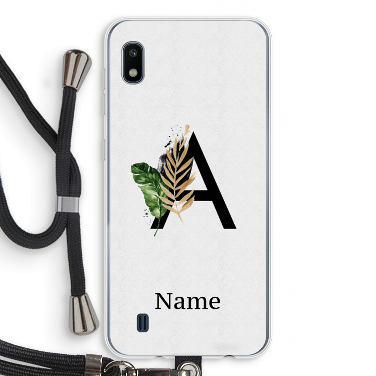 Charcoal Flora: Samsung Galaxy A10 Transparant Hoesje met koord