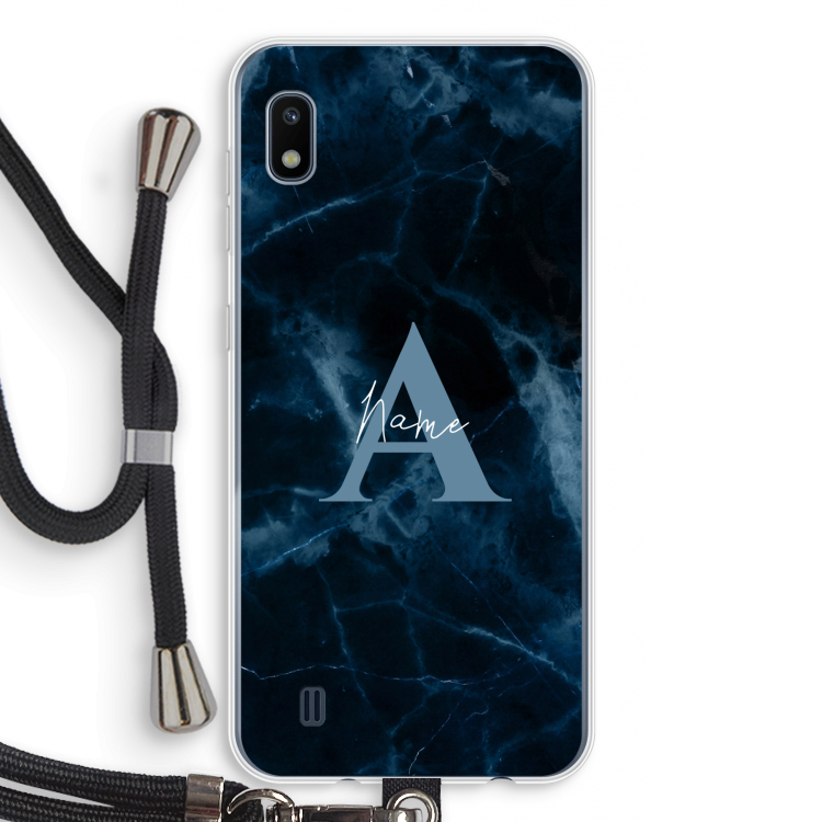 Midnight Marble: Samsung Galaxy A10 Transparant Hoesje met koord