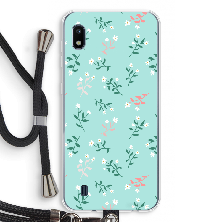 Small white flowers: Samsung Galaxy A10 Transparant Hoesje met koord