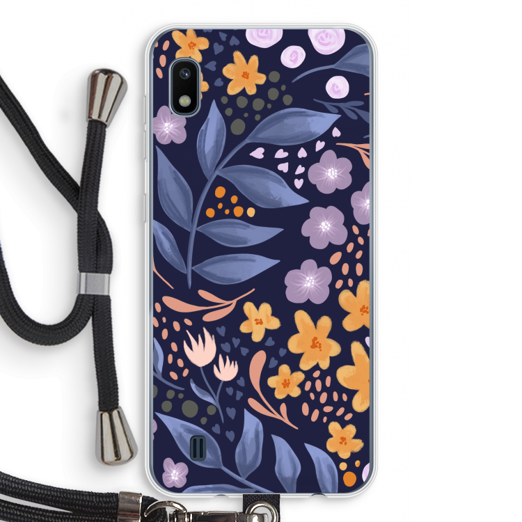Flowers with blue leaves: Samsung Galaxy A10 Transparant Hoesje met koord