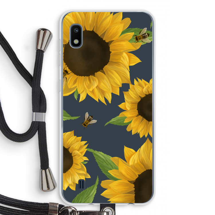 Sunflower and bees: Samsung Galaxy A10 Transparant Hoesje met koord