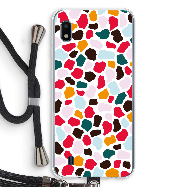 Colored Giraffe: Samsung Galaxy A10 Transparant Hoesje met koord