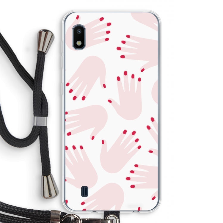 Hands pink: Samsung Galaxy A10 Transparant Hoesje met koord